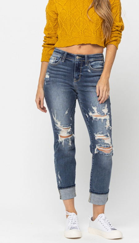High Rise Relaxed Straight Risen Jean