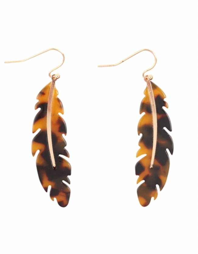 Fish Hook Feather - tortoise  - 2 colors