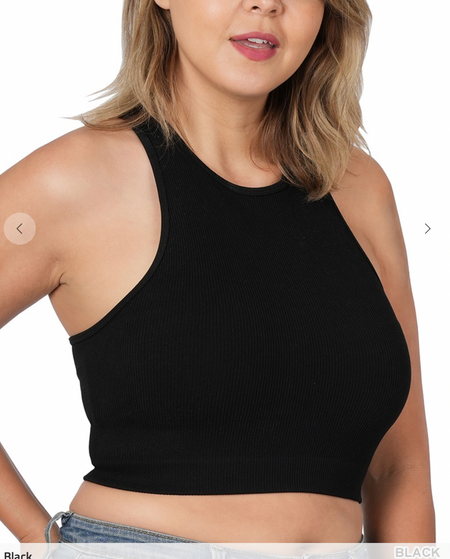Ribbed Seamless Cropped Cami with Bra Pads