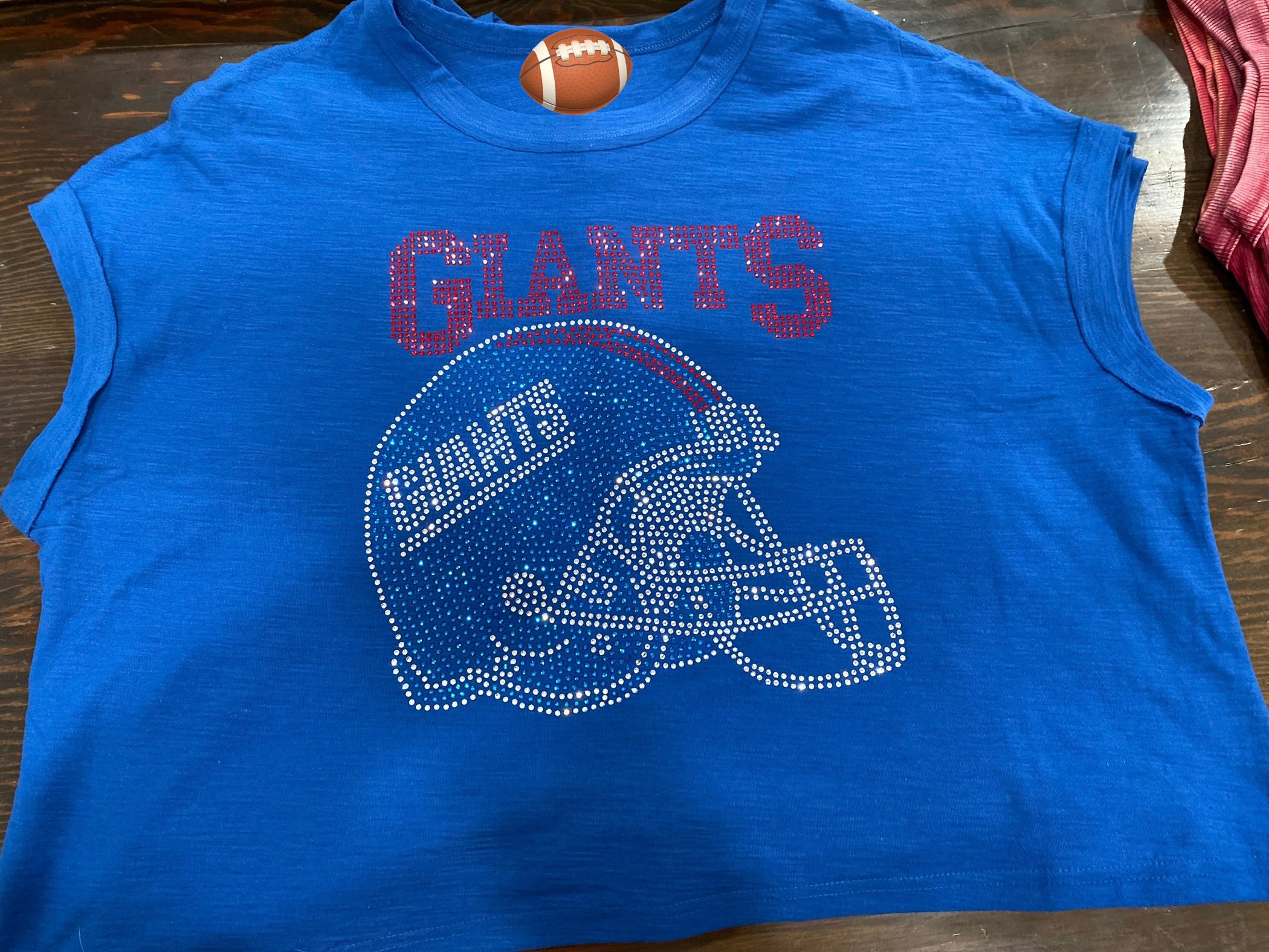 NY Giants Helmet Bling Cotton Slub Tee