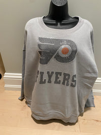 Flyers Bling Drop Shoulder Boat Neck Sweater