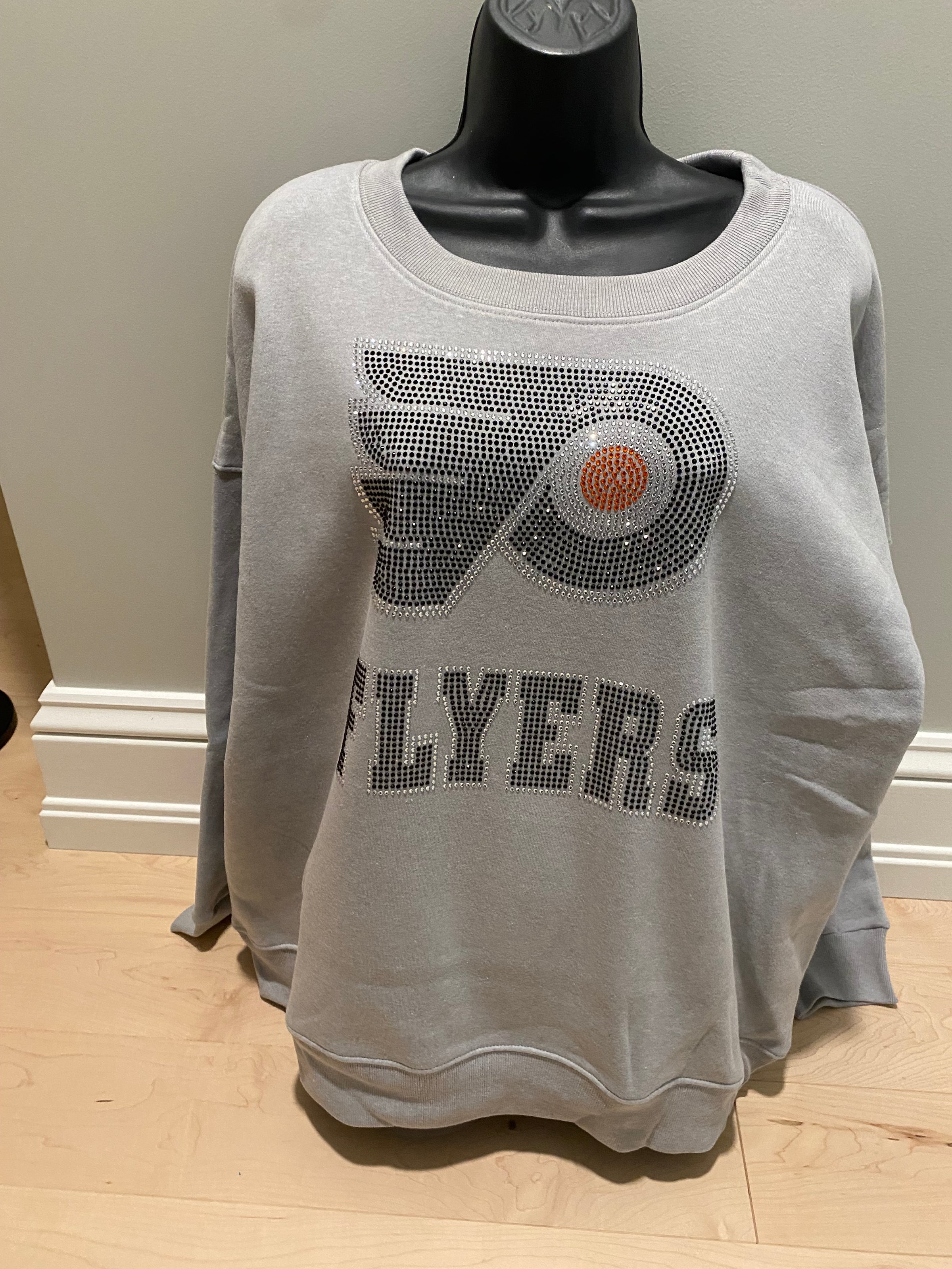 Flyers Bling Drop Shoulder Boat Neck Sweater
