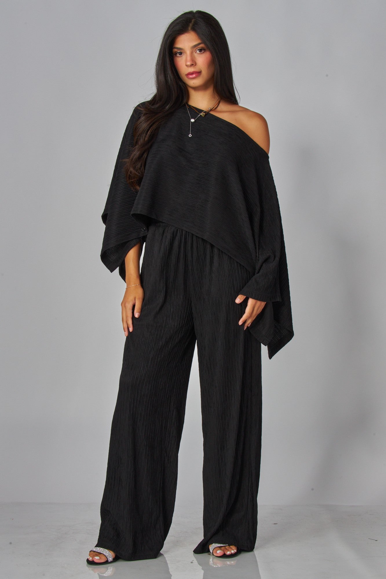 Crinkled Plisse Kimono Set