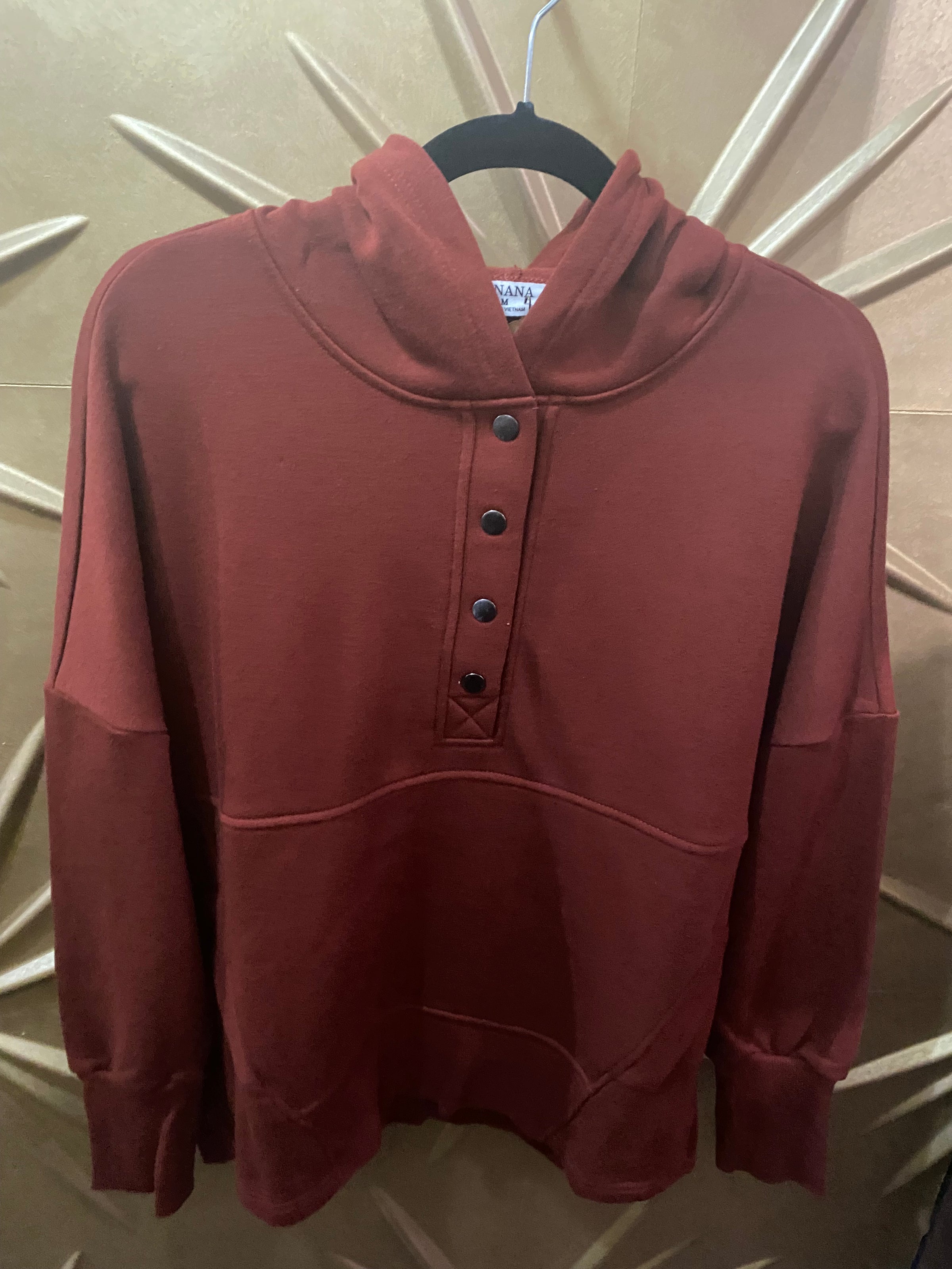Half Button Hoodie with Kangaroo Pocket