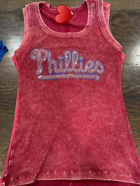 White Phillies Bling Mineral Washed Ribbed Tank (2 colors)