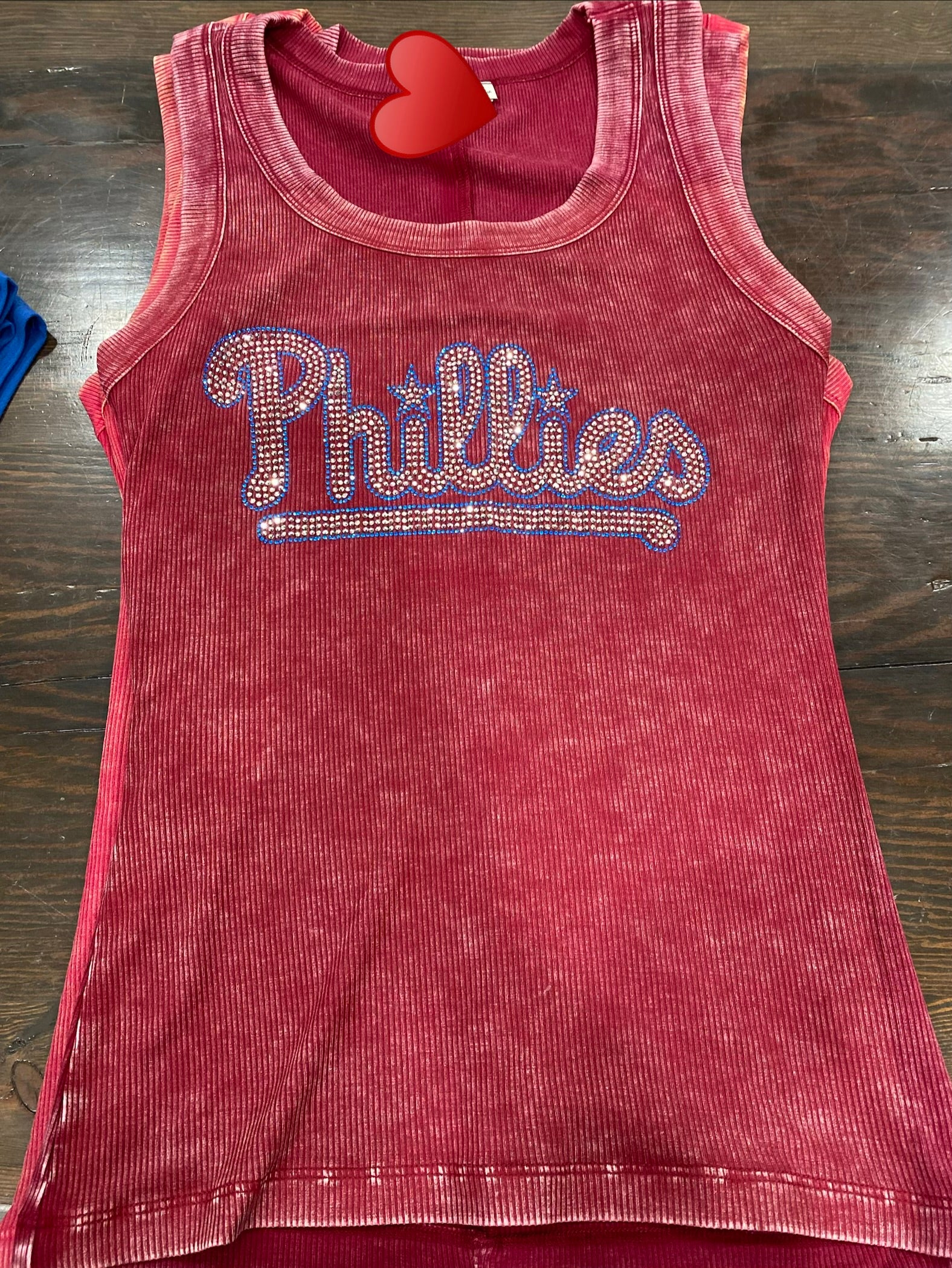 White Phillies Bling Mineral Washed Ribbed Tank (2 colors)