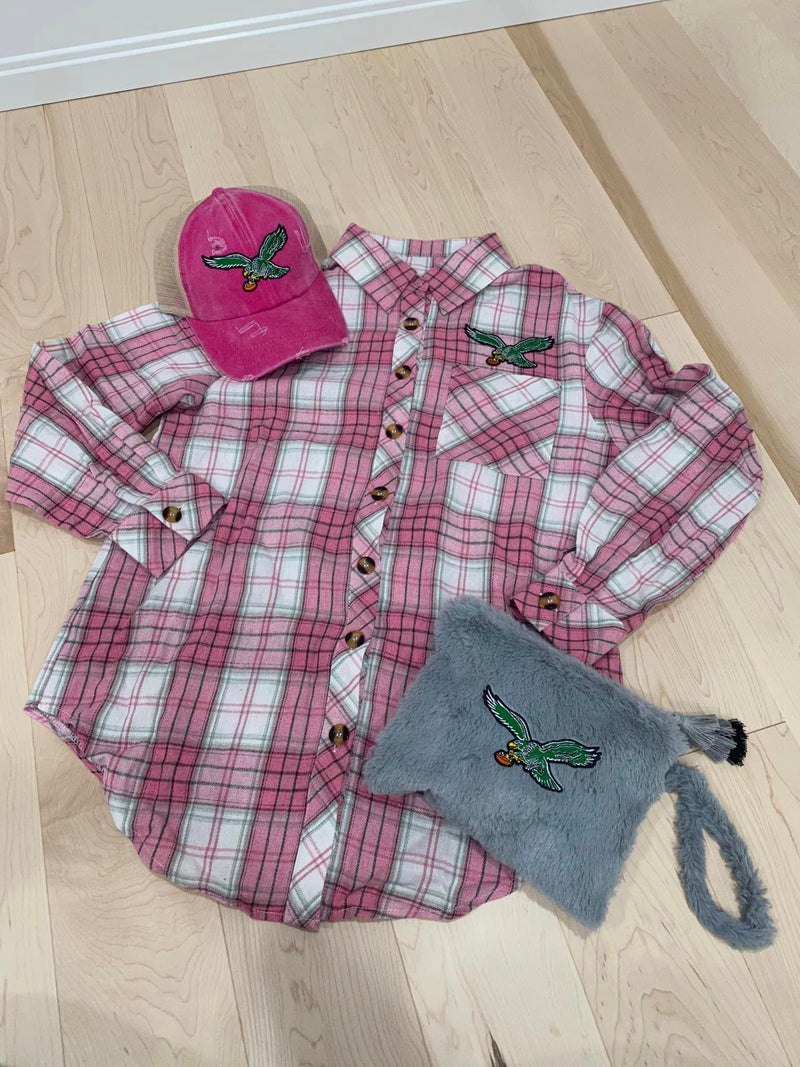 Pink Eagles Patch Flannel ( ETA 1 week )