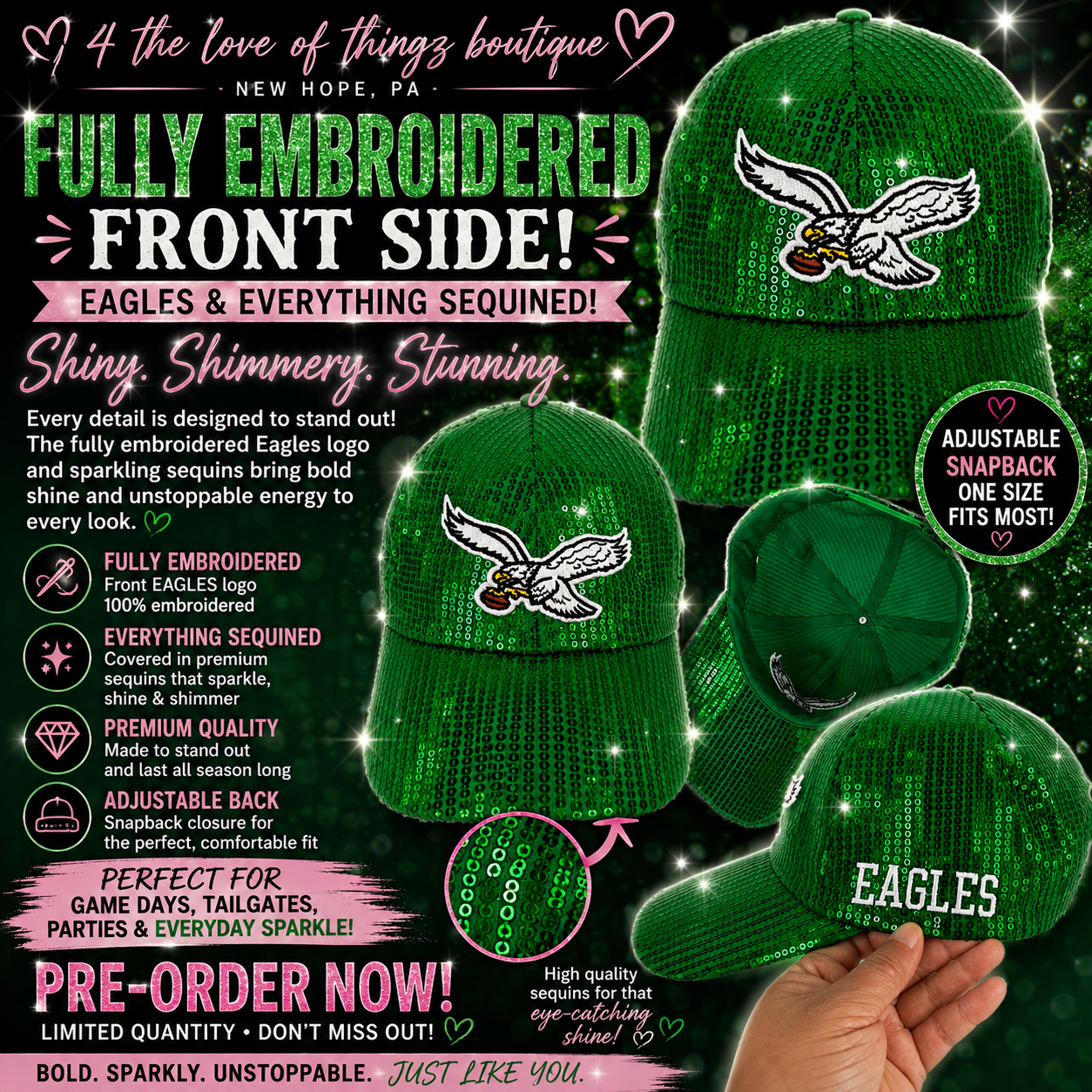 Sequin Eagles Hat (ETA 3 Weeks)