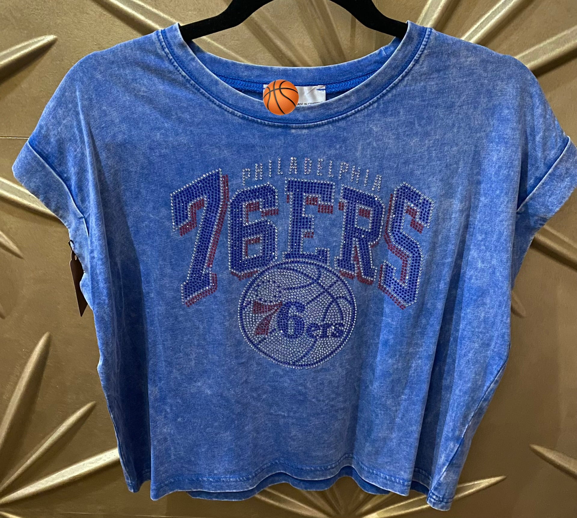 76ers Double Logo Vintage Washed More Cropped Tee