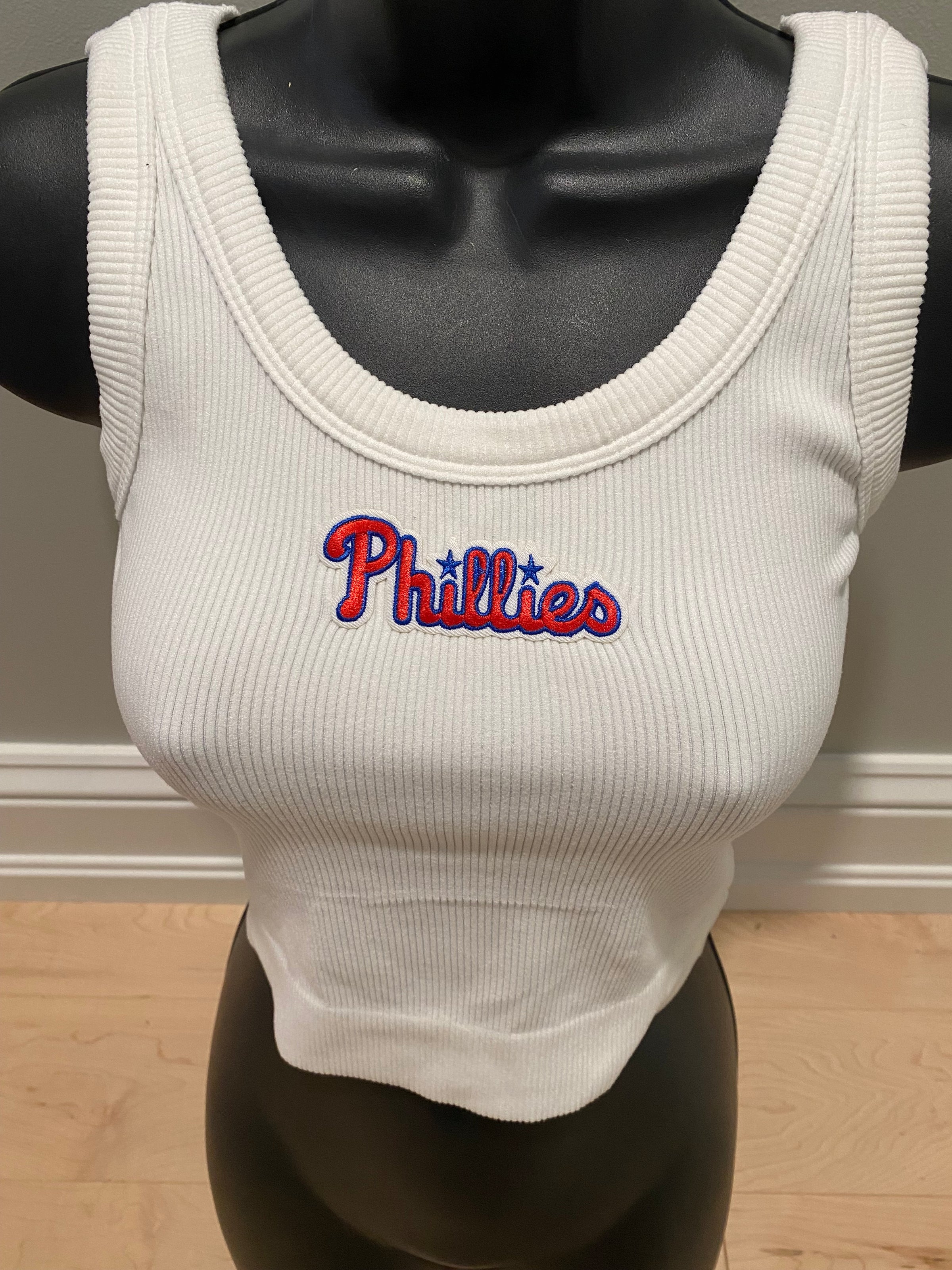 Phillies Blue Star Patch Ribbed Cropped Tank