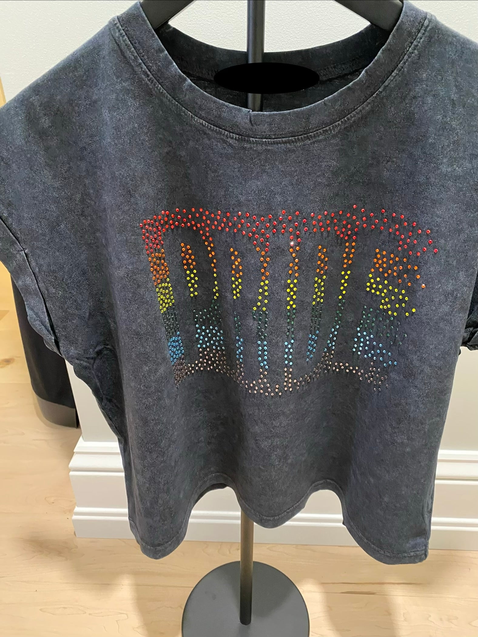 Pride Flag Bling Vintage Washed More Cropped Tee
