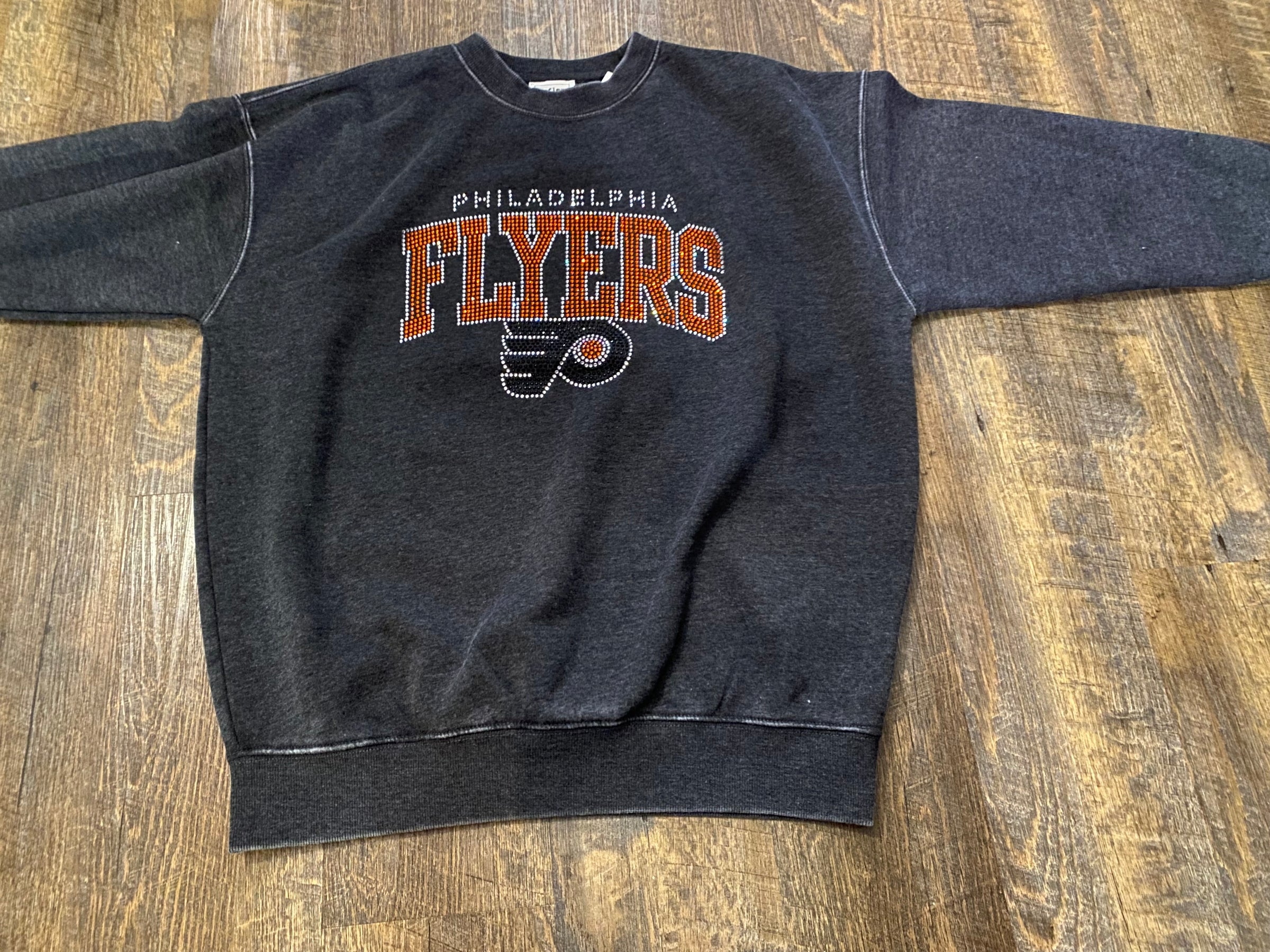 Philadelphia Flyers Bling Fleece Burn-Out Oversized Crew