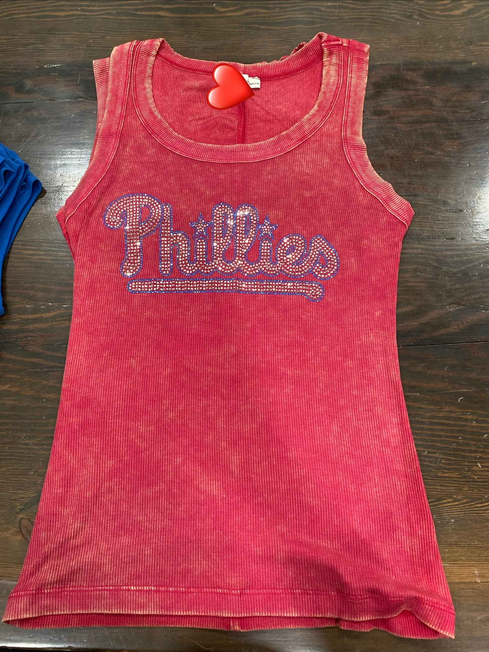 White Phillies Bling Mineral Washed Ribbed Tank (2 colors)