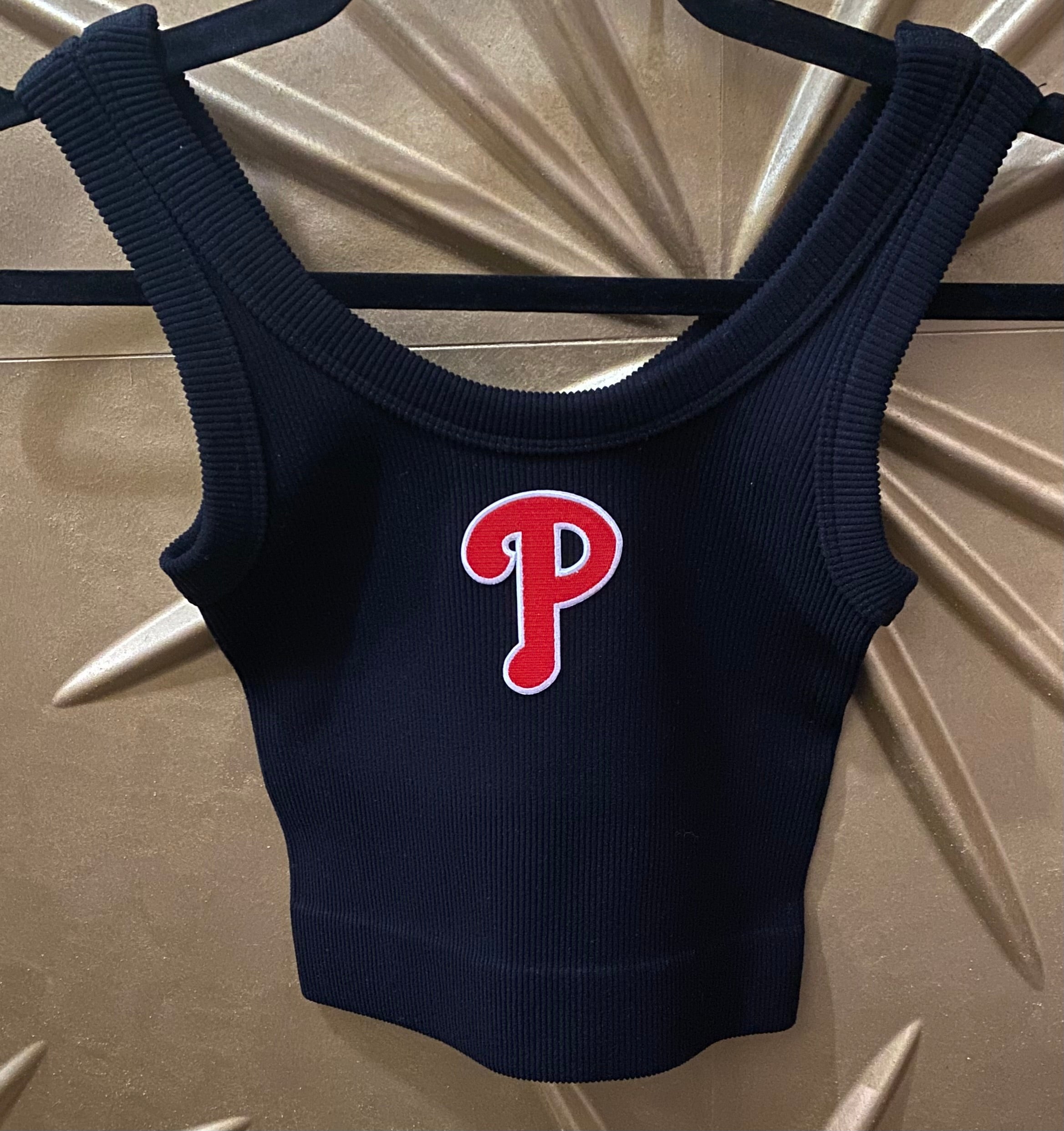 Red P Patch Ribbed Cropped Tank