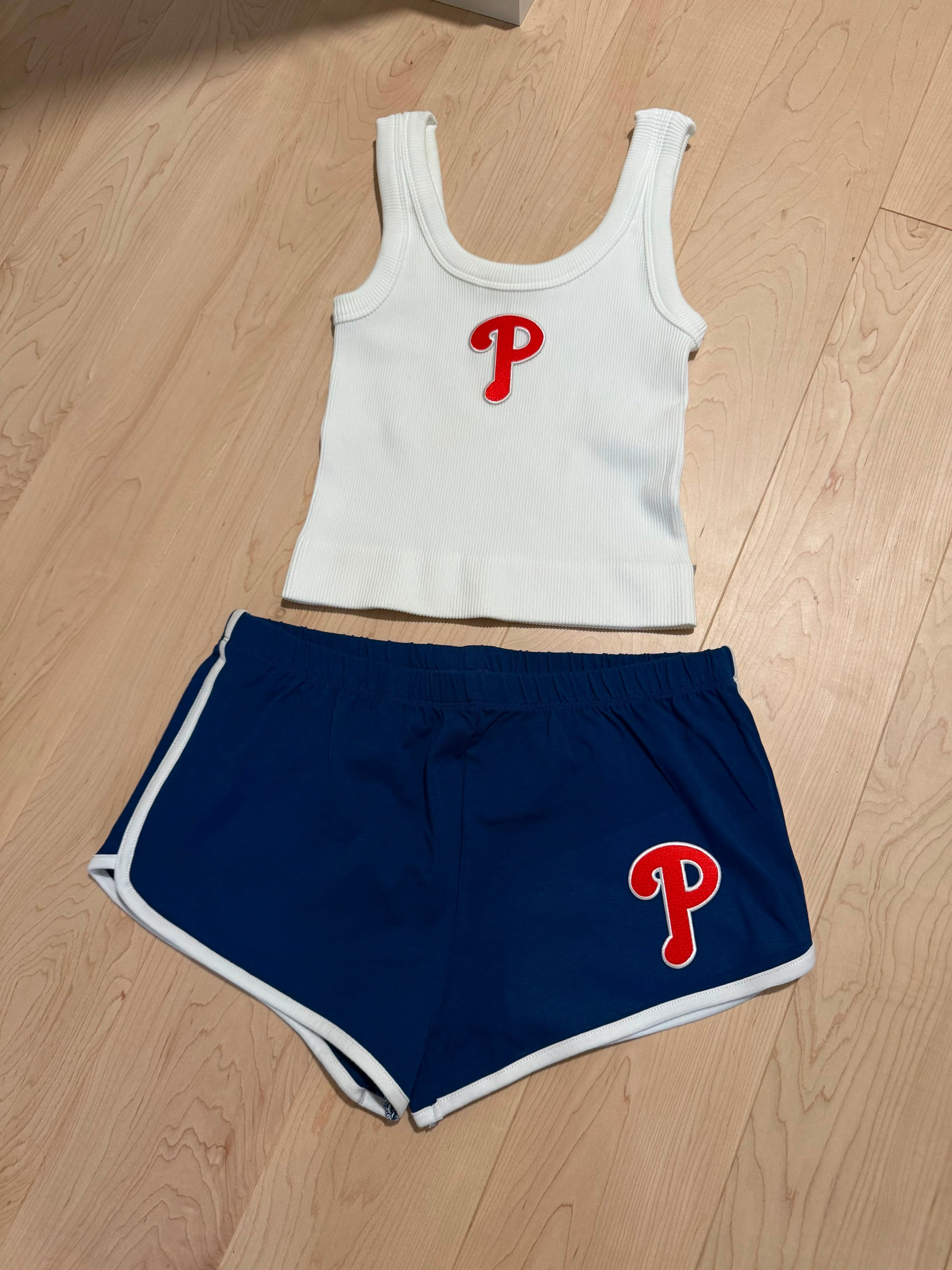 Red P Patch Ribbed Cropped Tank