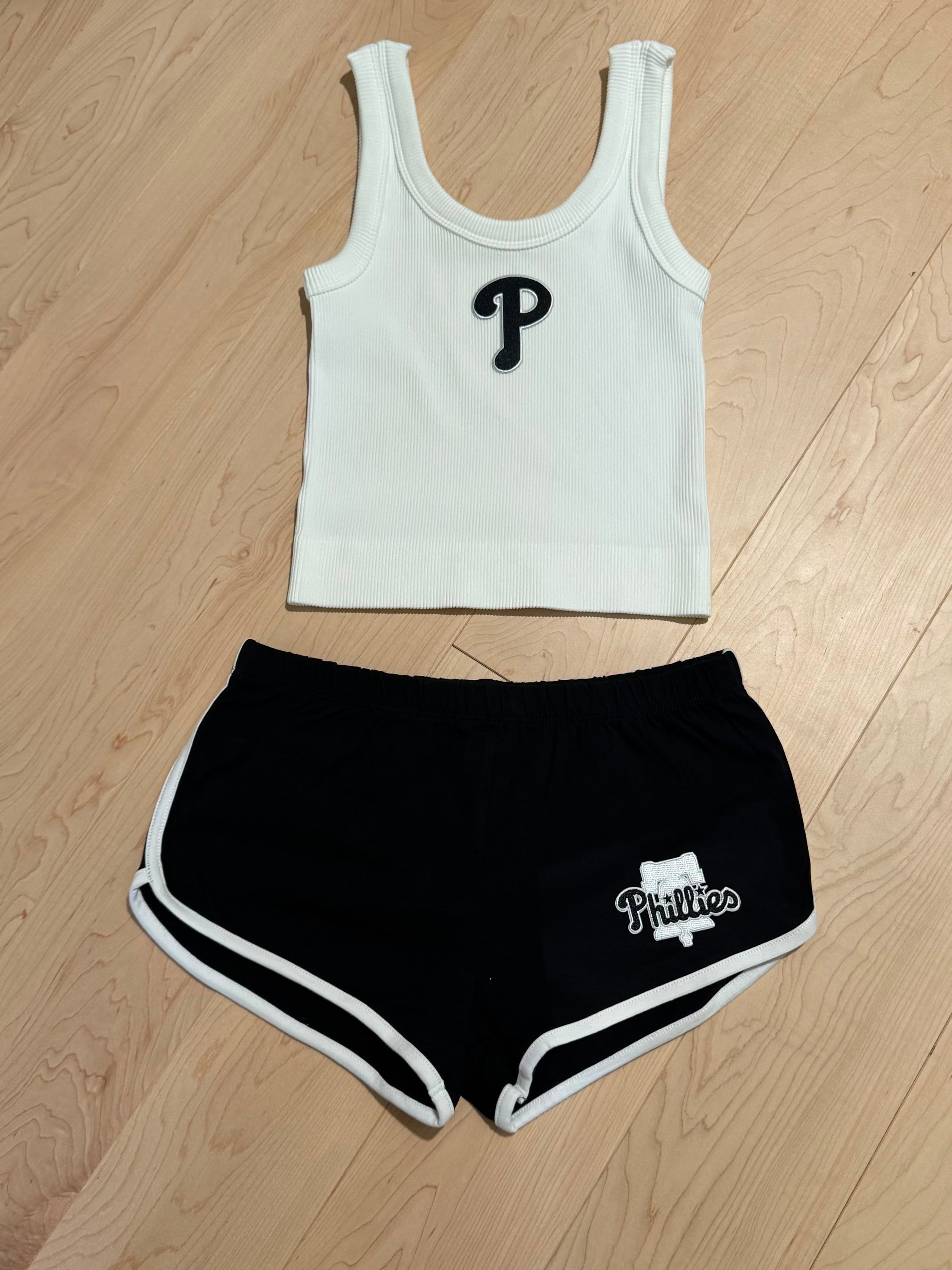 Black P Patch Ribbed Cropped Tank