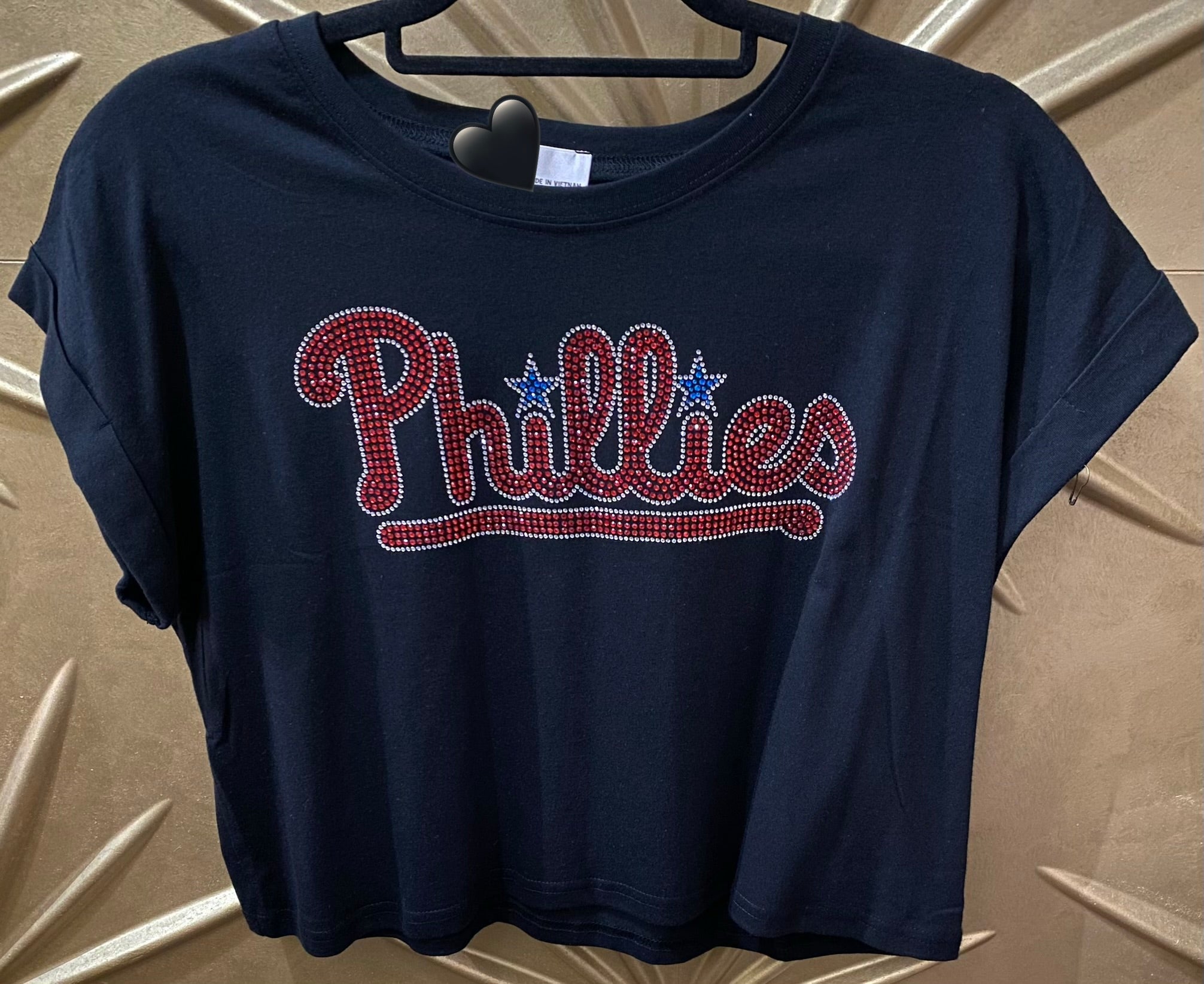 Phillies Text Bling Folded Sleeve Top