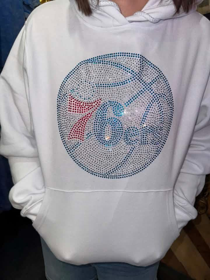 76ers Circle Logo Bling Hoodie