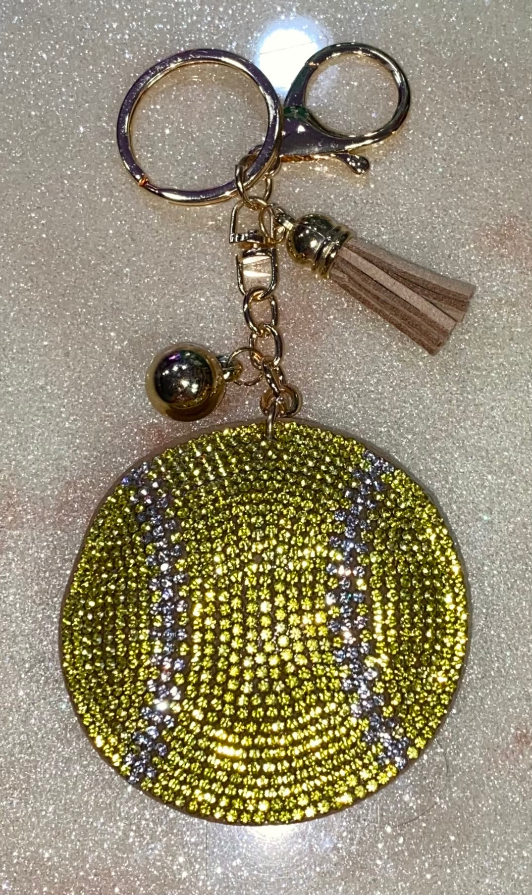 Bling Softball Keychain