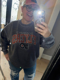Philadelphia Flyers Bling Fleece Burn-Out Oversized Crew