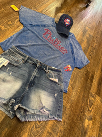 Phillies Bling Acid Washed T-Shirt