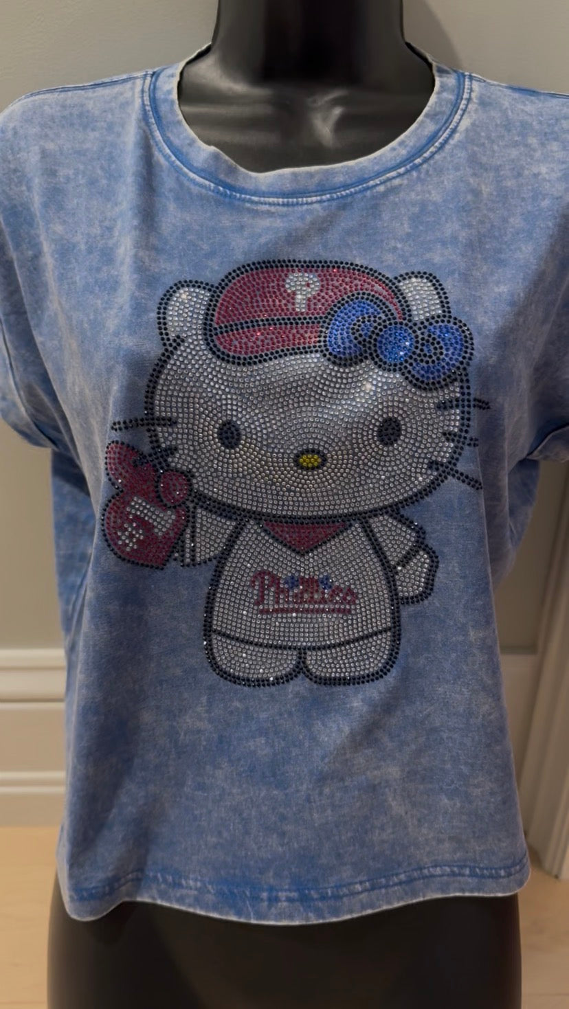 Hello Kitty Phillies Vintage Washed More Cropped Tee