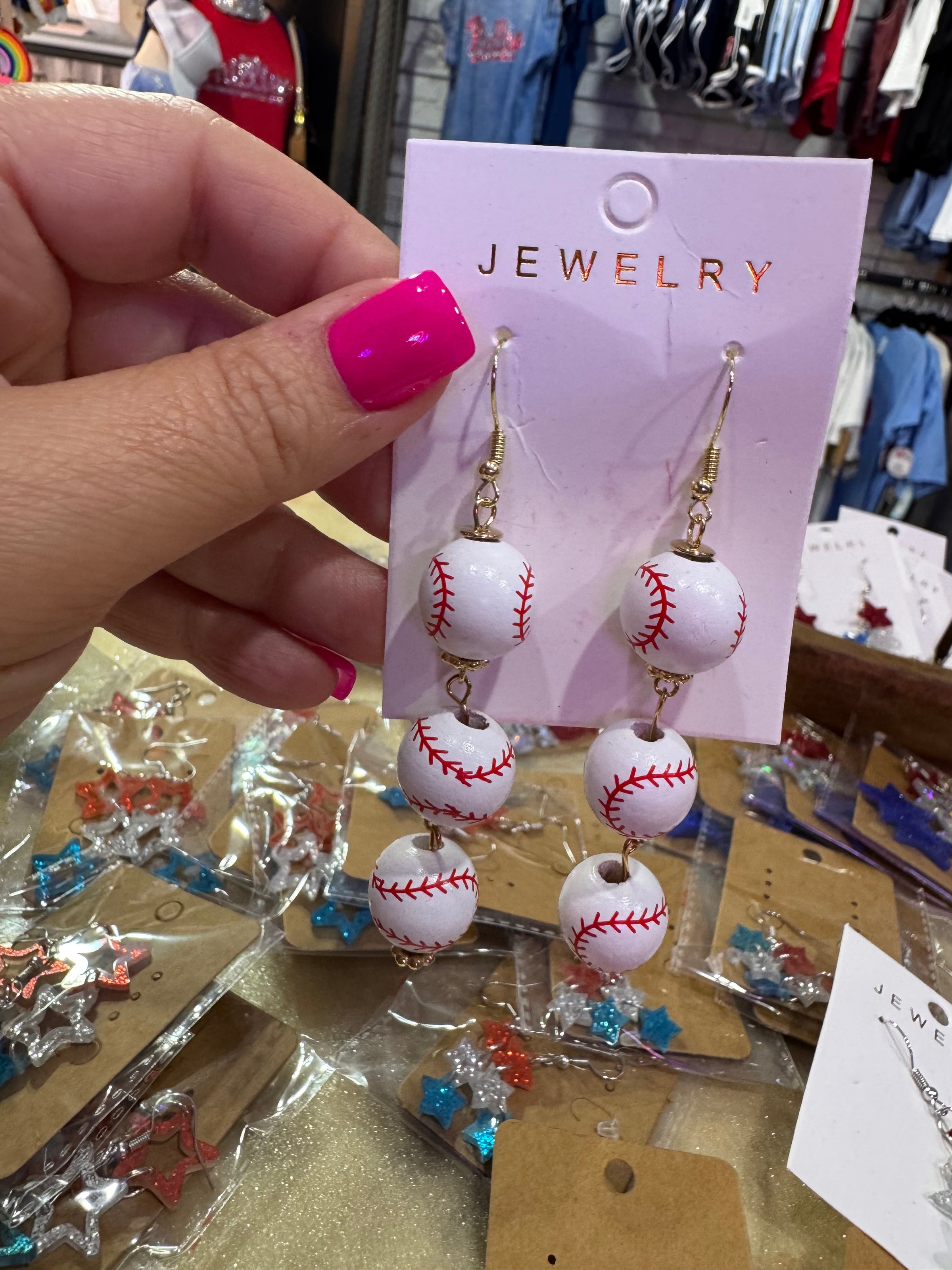 Baseball Dangle Earrings