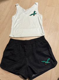 Green E Patch Dolphin Shorts