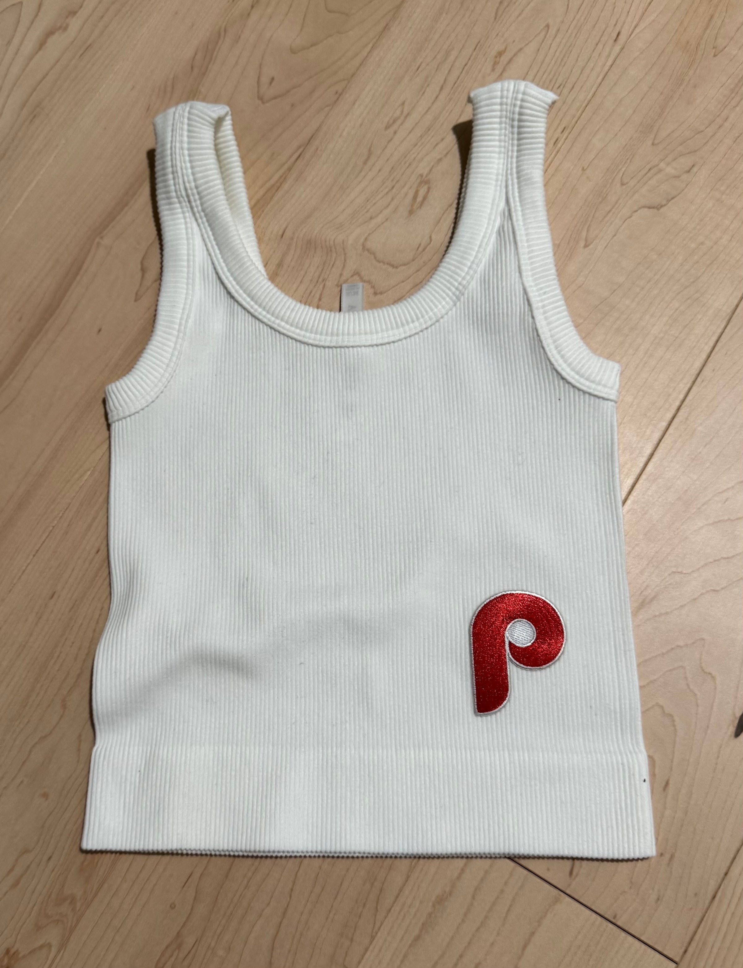 Burgundy P Patch Ribbed Cropped Tank