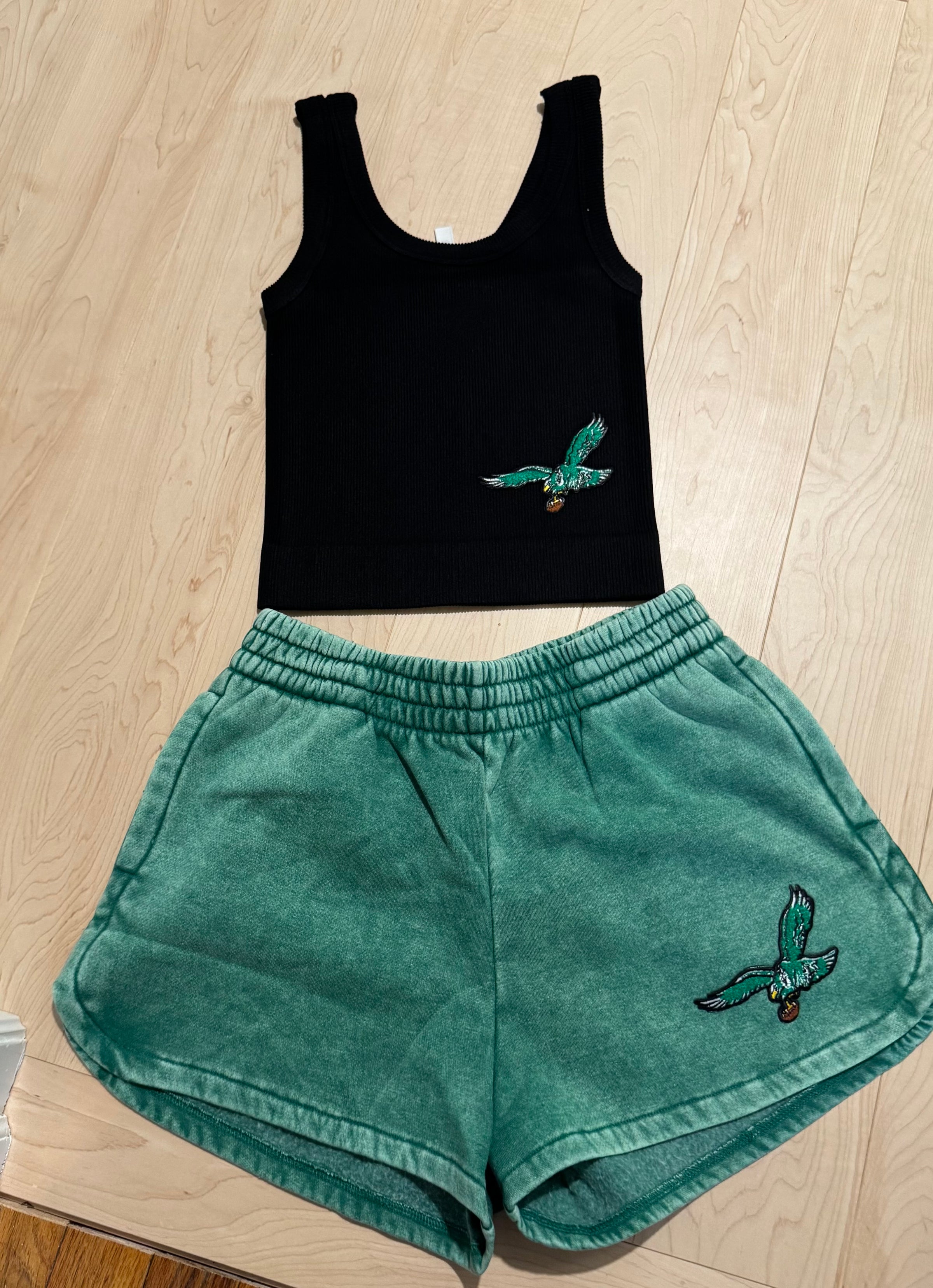 Green E Patch Ribbed Cropped Tank