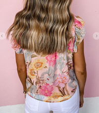 Pink Floral Tassel Top