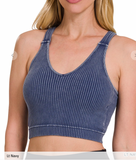 Washed Ribbed Cropped Padded Tank