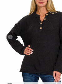 Button Sweater Henley - 7 Colors