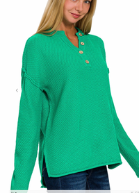 Button Sweater Henley - 7 Colors