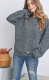 Balloon Sleeve Mélange Sweater