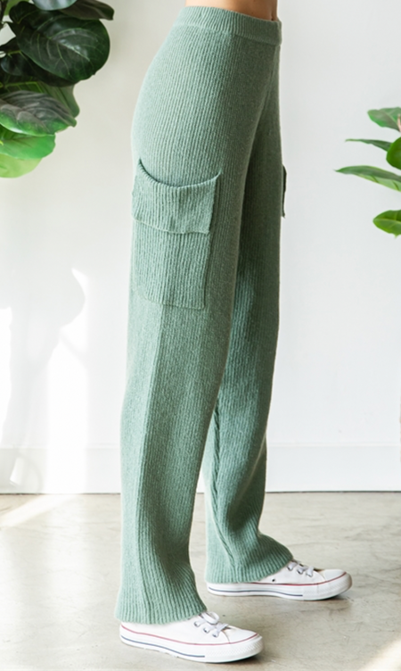 Lucky In Love Pocket Pants - Black and Green in stock