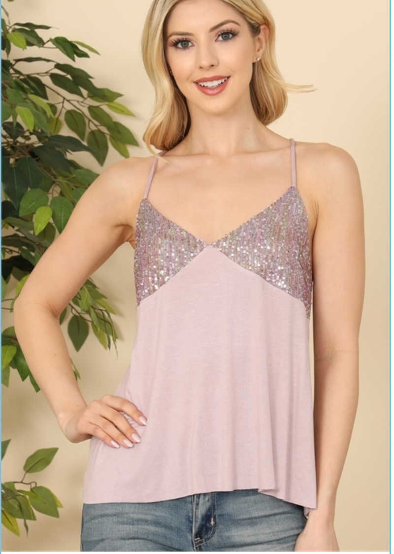 Sequins Open Back Tank