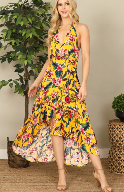 Tropical Flower Twist Dress