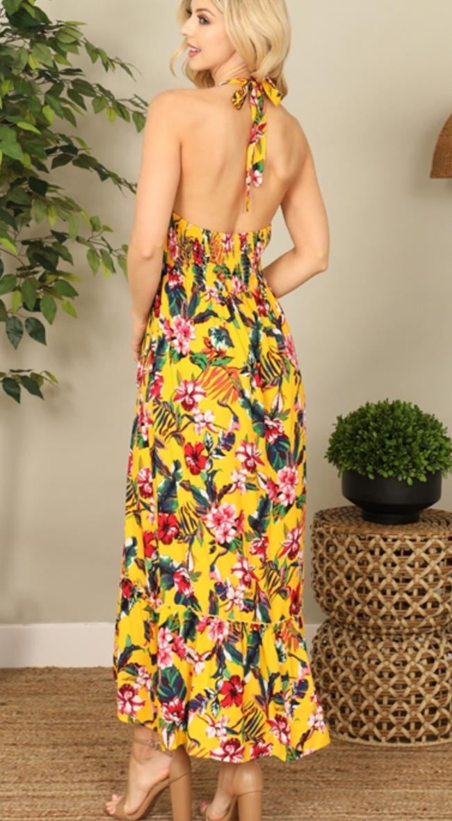 Tropical Flower Twist Dress