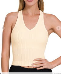 V-Neck Washed Padded Tank Restock - 6 Colors