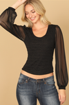 Sheer Sleeve Texture Top