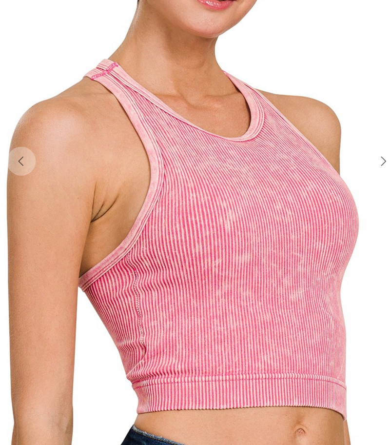 Washed Ribbed High-Rise Tank
