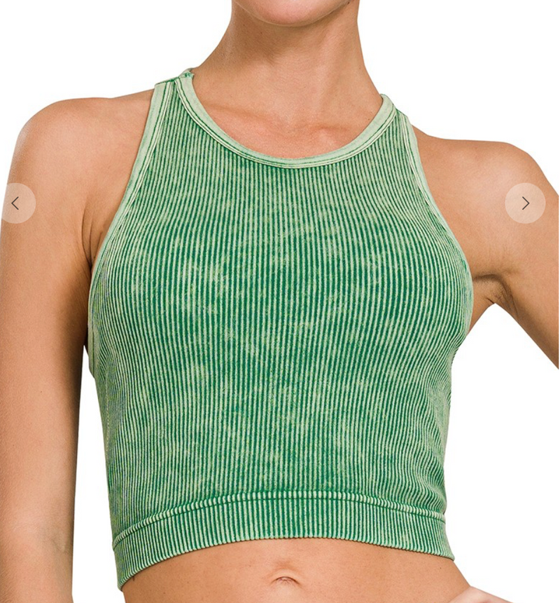 Washed Ribbed High-Rise Tank