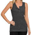 Melange Ribbed Button Top