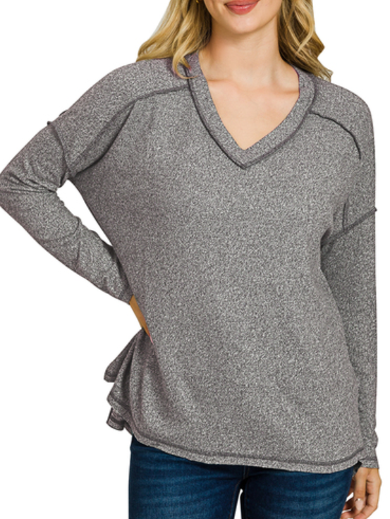 Dreamy Hi-Low Long Sleeve V-Neck