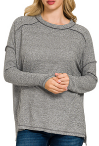 Dreamy Hi-Low Long Sleeve Round Neck