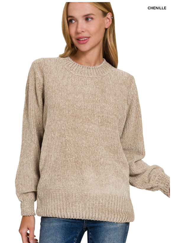 Round Neck Chenille Sweater