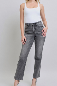 High Waisted Straight Leg Rhinestone Judy Blues - HWSLRJB