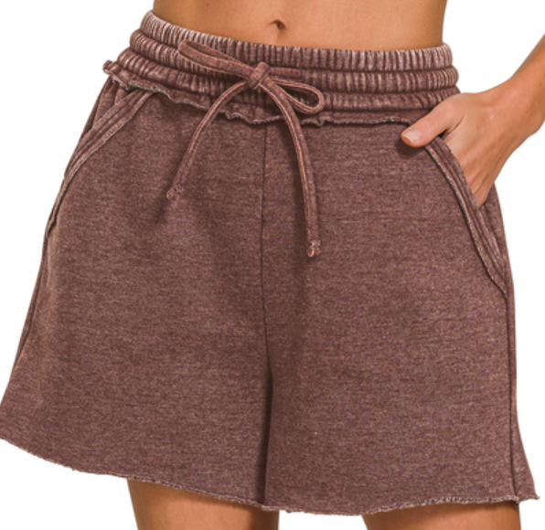 Acid Wash Fleece Shorts