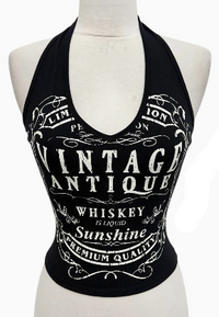 Vintage Antique Whiskey Halter Top (Black ONLY)
